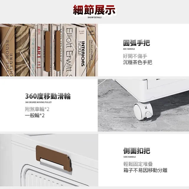 【Mr.Box】40面寬/43面寬 摺疊雙開門四層收納櫃(附滑輪)