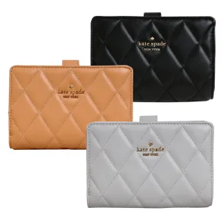 【KATE SPADE】CAREY小香風菱格皮革扣式中夾(多色可選)