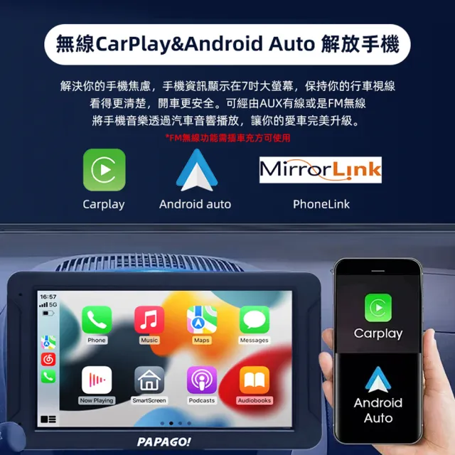 【PAPAGO!】WayGo 880 7吋多功能Wifi聲控 行車紀錄 導航平板(行車記錄/Carplay/神盾)
