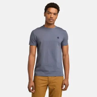 【Timberland 官方旗艦】男款藍灰色休閒短袖T恤(A2EKJ073)