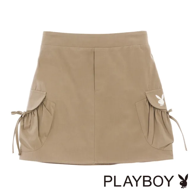 【PLAYBOY】工裝立體抽繩口袋短裙(橄欖綠色)