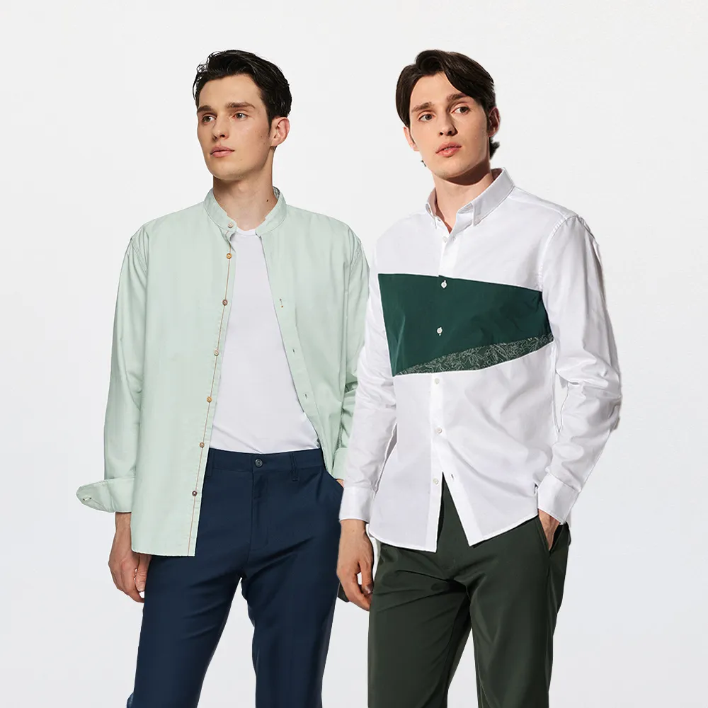 【G2000】拼接/印花長袖休閒襯衫(5款可選)