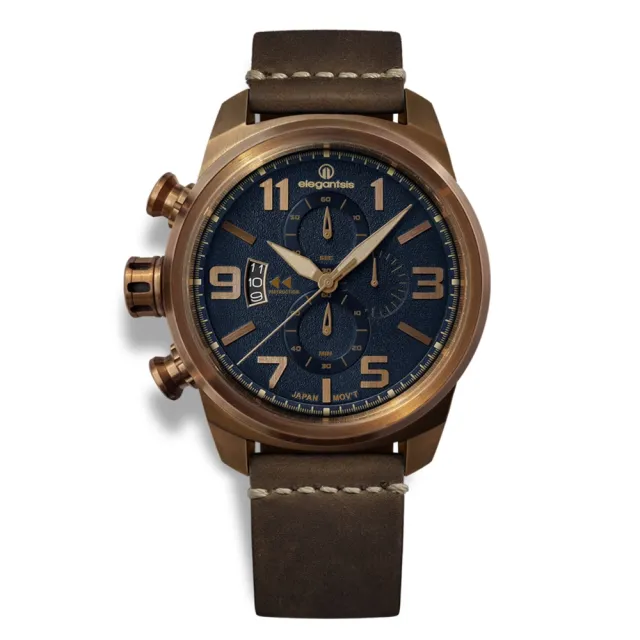 【elegantsis 愛樂時】軍事系列 復古軍事風JT48-MQS腕錶 復刻藍 45.5mm(ELJT48MQS-OB01LC)