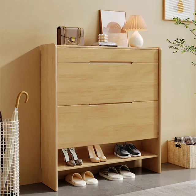 【HappyLife】實木超薄翻斗鞋櫃 80公分 Y11969(鞋櫃 鞋架 玄關架 開放式鞋架 有門鞋櫃 雙門鞋櫃)