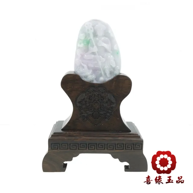 【喜緣玉品】地藏 天然翡翠A貨 春帶彩 大願地藏菩薩 風水擺設 擺件-僅此一品(開運風水)(直)