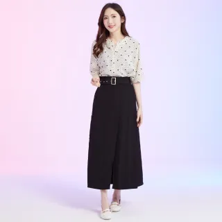 【betty’s 貝蒂思】知性斜開衩腰帶長裙(黑色)