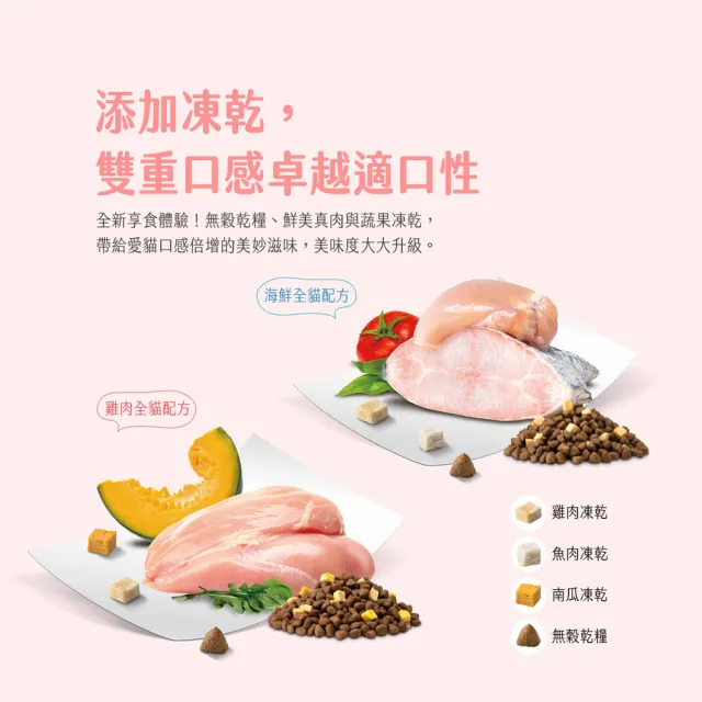 【Natural Kitty 自然小貓】低碳無穀凍乾糧|800g 海鮮口味兩包(貓飼料/貓乾糧/成貓/無穀配方/低碳新凍糧)