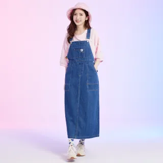 【betty’s 貝蒂思】貓掌印刺繡口袋牛仔吊帶裙(藍色)