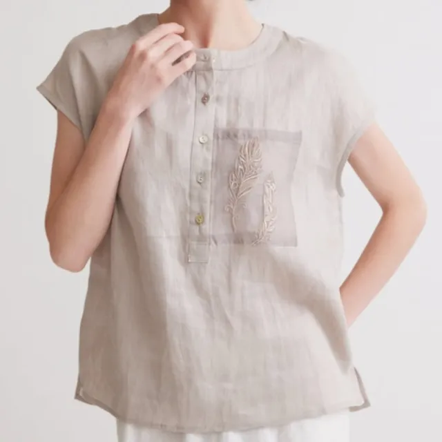 【SuperWands】沁涼雅致刺繡美型上衣