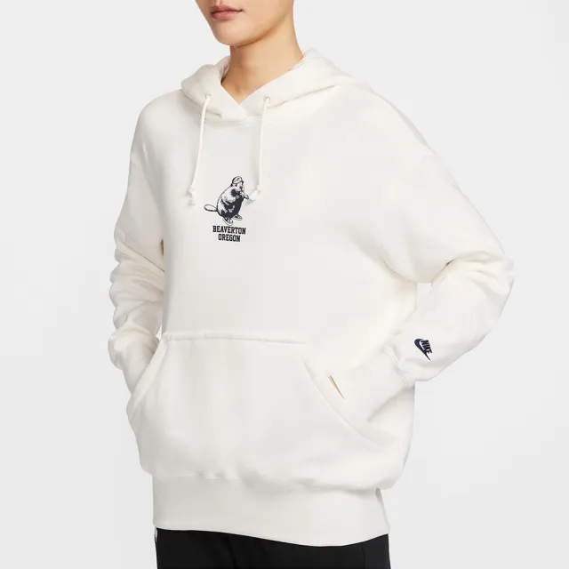 【NIKE 耐吉】長袖上衣 女款 帽T 運動 AS W NSW PHNX FLC PO HD OS GCE 米白 HV1743-133
