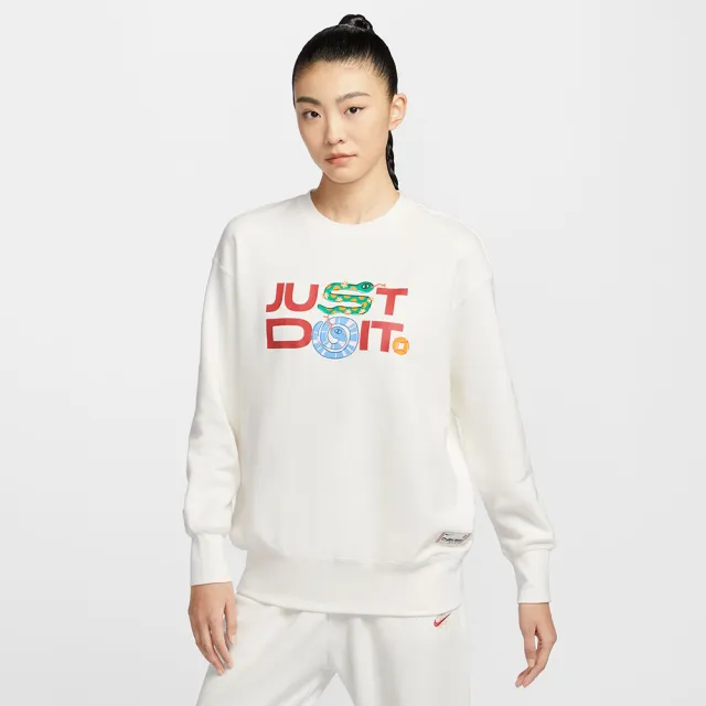 【NIKE 耐吉】長袖上衣 女 超寬鬆 CNY新年 AS W NSW OS CREW 白 HV8462-133