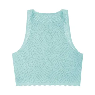 【sloggi】ZERO FEEL BLISS零感蕾絲雅致系列削肩短版上衣(綠松石)