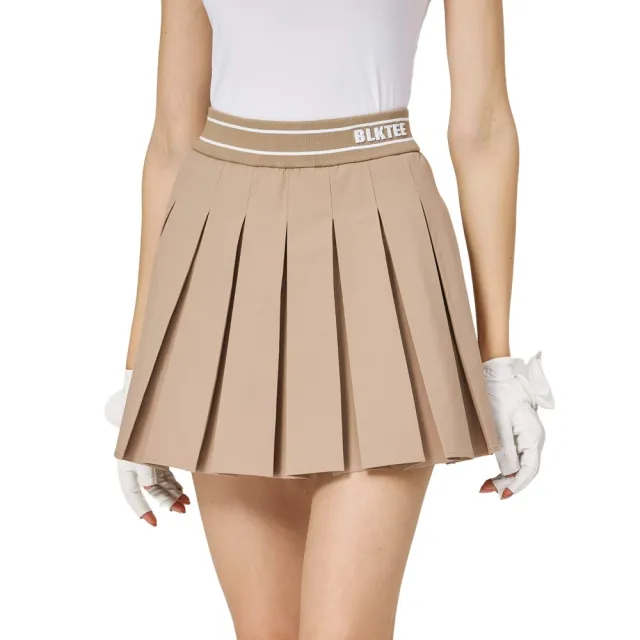 【BLKTEE GOLF】出清特價 彈性高腰學院風女百褶裙-黑.墨綠.卡其(高爾夫女裙 百褶裙 短裙 A字裙)