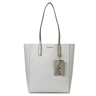 【Michael Kors】VINCENT系列 大款 PVC皮革 二合一 托特包 / 手提包 / 肩背包(字母白)