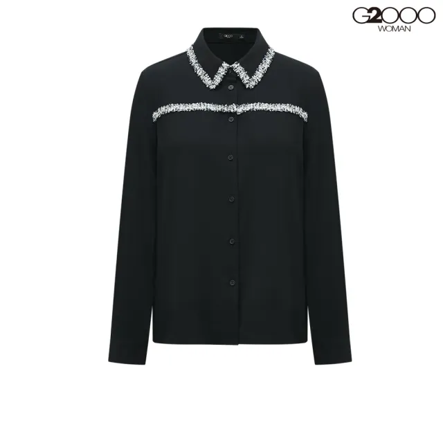 【G2000】女款 襯衫領休閒上衣-黑色(4124110899)