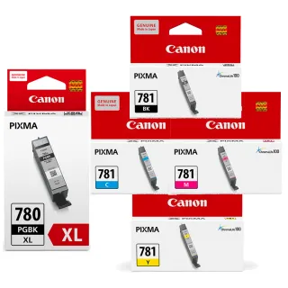 【Canon】官方直營 PGI-780XLBK+CLI-781BK/C/M/Y 原廠墨水匣(2黑3彩)(TS8170/TS8270/TS8370/TS9570/TR8570/