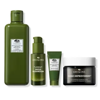 即期品【ORIGINS 品木宣言】靈芝隊友修護組(靈芝水200ml+靈芝精萃30ml+靈芝水凝露15ml+奇亞籽面膜30ml)