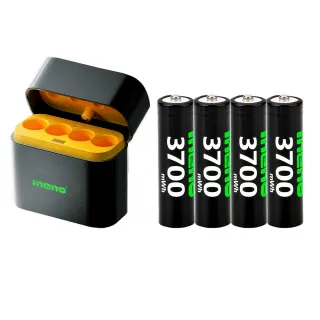 【iNeno】3號/AA 恆壓可充式1.5V鋰電池全新特大能量3700mWh4入+3號4槽 AI隨身收納盒充電器