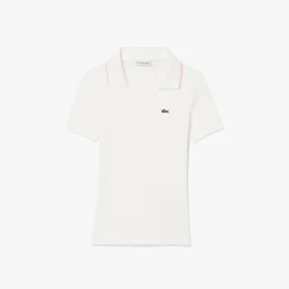 【LACOSTE】女裝-L.12.D 修身撞色領短袖Polo衫(白色)
