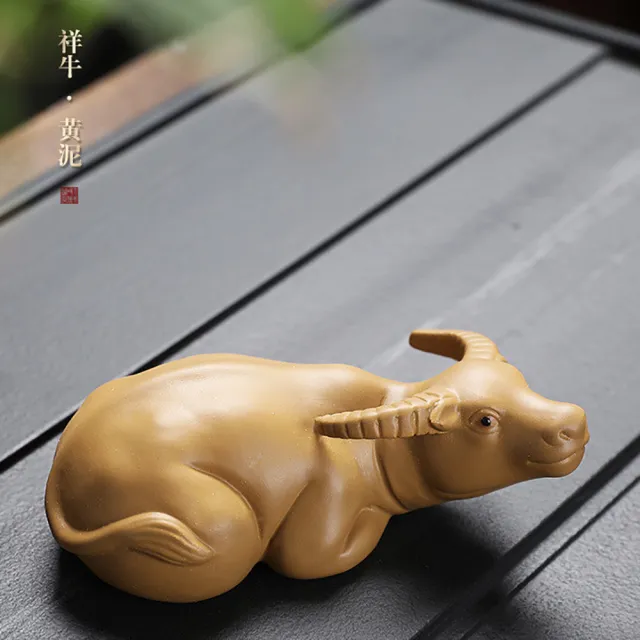 【桃花源創意工坊】牛轉乾坤創意擺飾手工招財酒櫃桌面擺件對組(陶瓷紫砂)