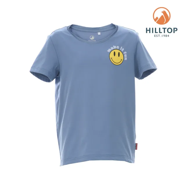 【Hilltop 山頂鳥】ZISOFIT Polygien抗UV吸濕快乾彈性T恤 童款 笑臉.藍｜PS04XC27ECE0