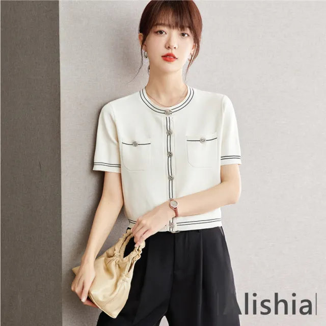 【Alishia】春夏氣質圓領淑女薄衫上衣 S-XL(米色)