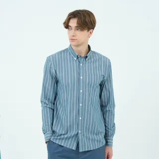【GIORDANO 佐丹奴】男裝竹原涼感長袖襯衫 Bamboo Cool系列(71 海軍藍X白)