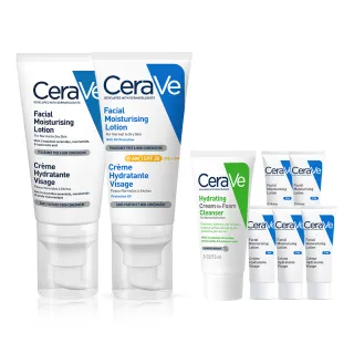 【CeraVe適樂膚】日夜全效保養組★全效超級修護乳 52ml+溫和清爽保濕防曬乳 SPF30 52ml_A(臉部保濕修復)