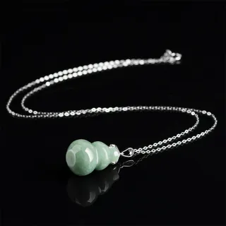 【MoonDy】項鍊 飾品 玉項鍊 翡翠項鍊 避邪項鍊 葫蘆吊墜 開運項鍊 純銀項鍊 玉石項鍊 銀 