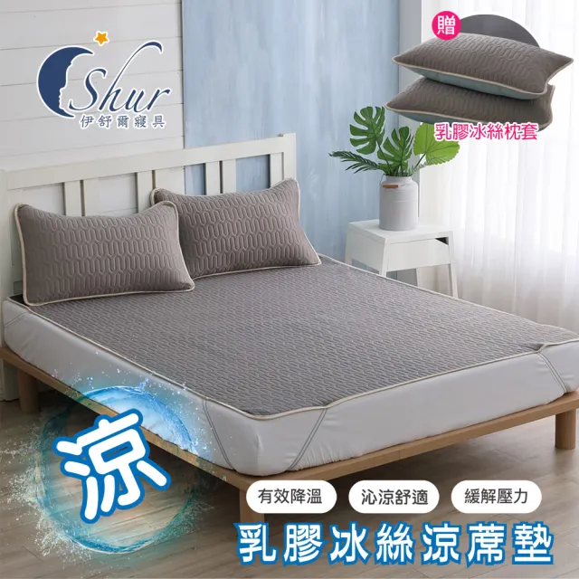 【ISHUR 伊舒爾】買1送1 乳膠冰絲涼蓆墊 贈同款枕頭套(單人 雙人 加大 均一價 涼感墊 野餐墊/ISHUR伊舒爾)