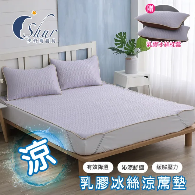 【ISHUR 伊舒爾】買1送1 乳膠冰絲涼蓆墊 贈同款枕頭套(單人 雙人 加大 均一價 涼感墊 野餐墊/ISHUR伊舒爾)