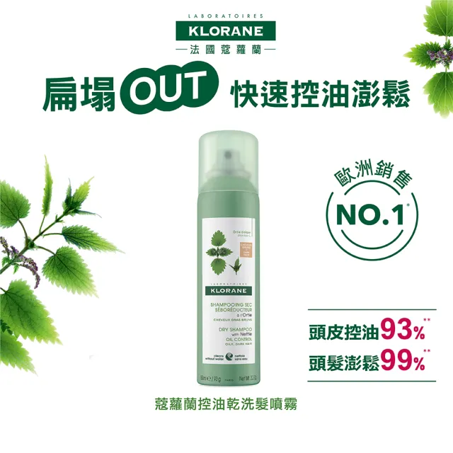 【KLORANE 蔻蘿蘭官方直營】任選2入組乾洗髮噴霧150ml(控油/涼感/澎鬆/豐盈/根源控油 任選)