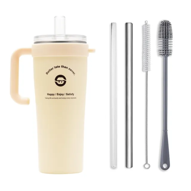 【REUN】REUN純鈦吸管杯800ml+純鈦吸管(純鈦金屬製作.長效保溫保冷.多色可選.大容量)