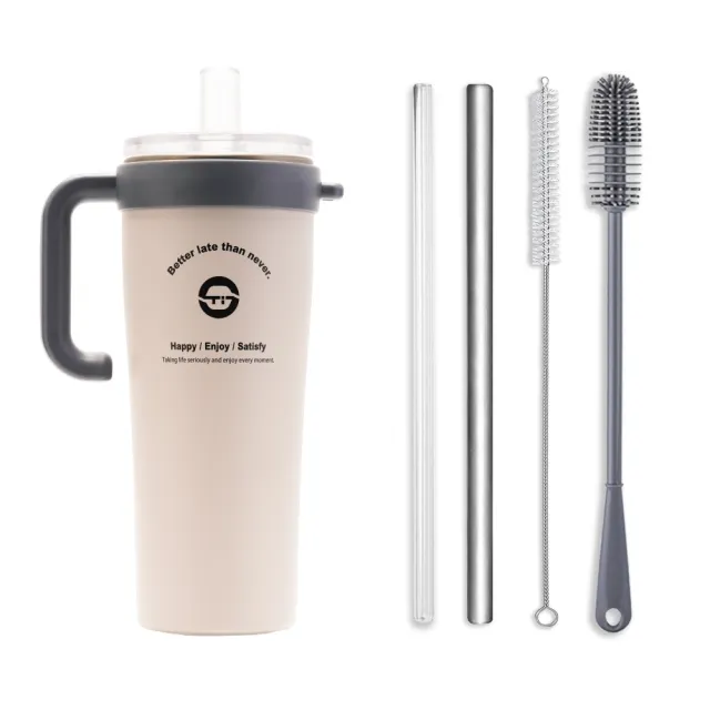 【REUN】REUN純鈦吸管杯800ml+純鈦吸管(純鈦金屬製作.長效保溫保冷.多色可選.大容量)