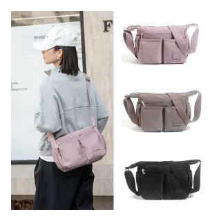 【ARION】素面輕量防潑水多隔層斜背/肩背包(防水包 共3色)