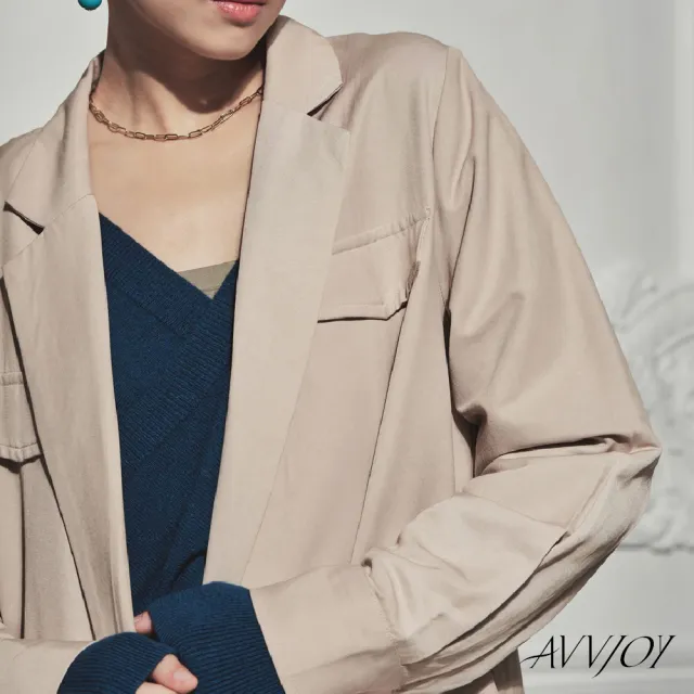 【AVVJOY 艾薇卓爾】簡約雙排扣氣質風衣(上衣 外套 大衣 風衣 韓版風 長款風 防曬風衣 長款風衣 KC0005CW)