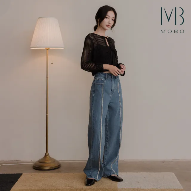 【MO-BO】蝴蝶結綁帶造型簍空外套