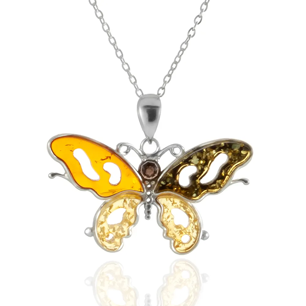 【Woogie武吉珠寶】琥珀蜜蠟設計師手作多寶花珀項鍊(多寶蝴蝶42mm)