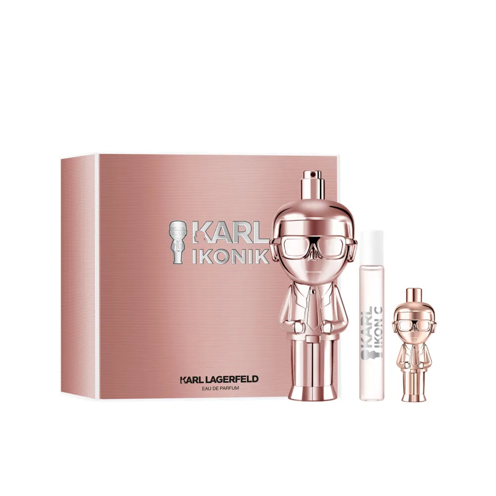 【KARL LAGERFELD 卡爾】時尚大帝•流光金淡香精禮盒(淡香精100ml+7.5ml+4.5ml.專櫃公司貨)