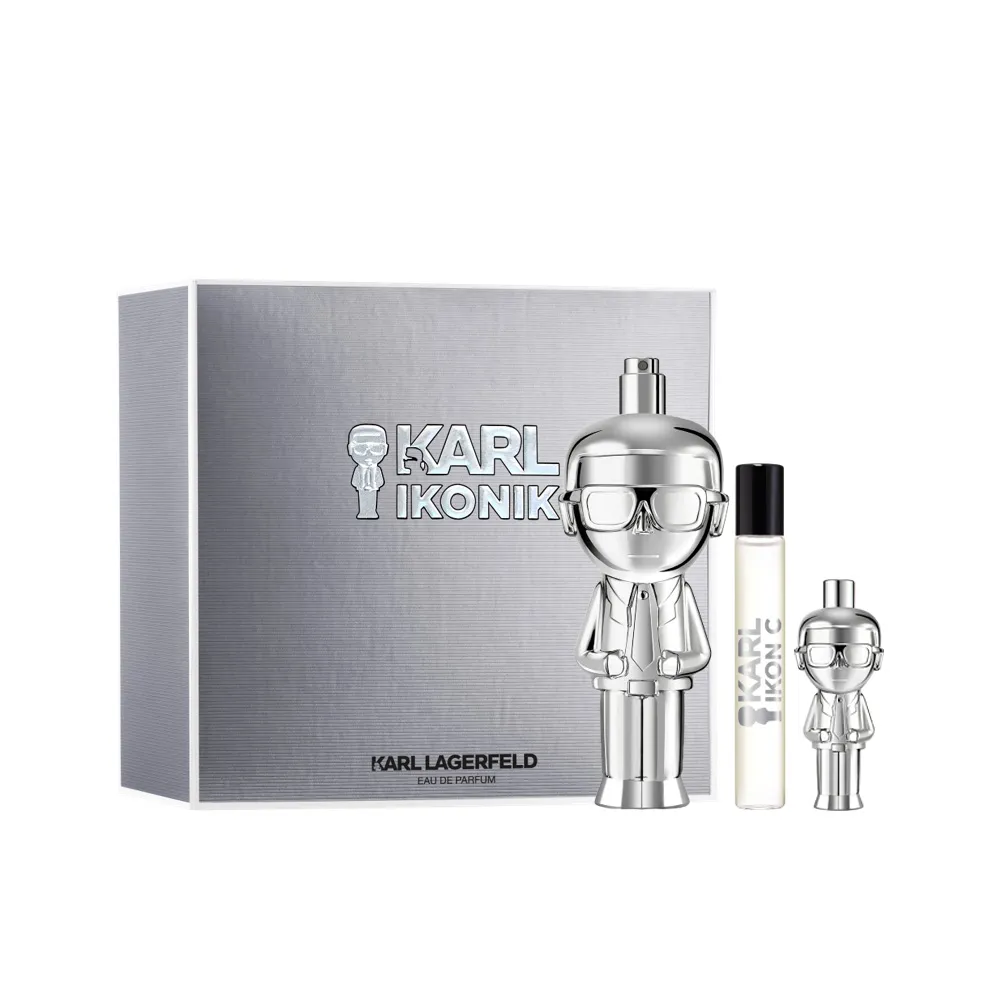 【KARL LAGERFELD 卡爾】時尚大帝•極光銀淡香精禮盒(淡香精100ml+7.5ml+4.5ml.專櫃公司貨)