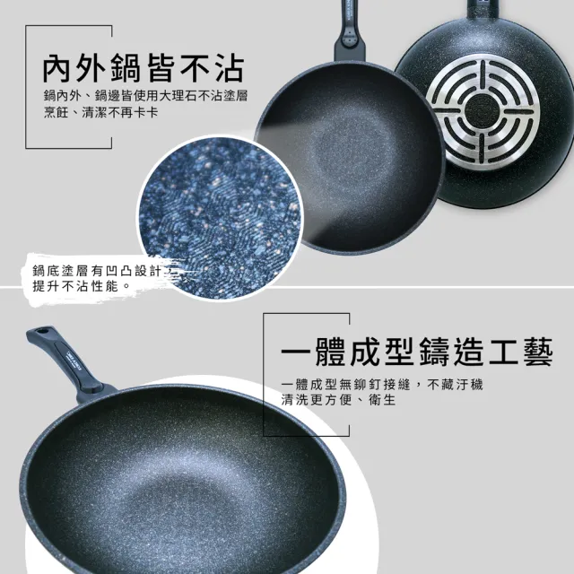 【Korea King】韓國製奈米銀抗菌大理石不沾炒鍋30cm(附蓋)