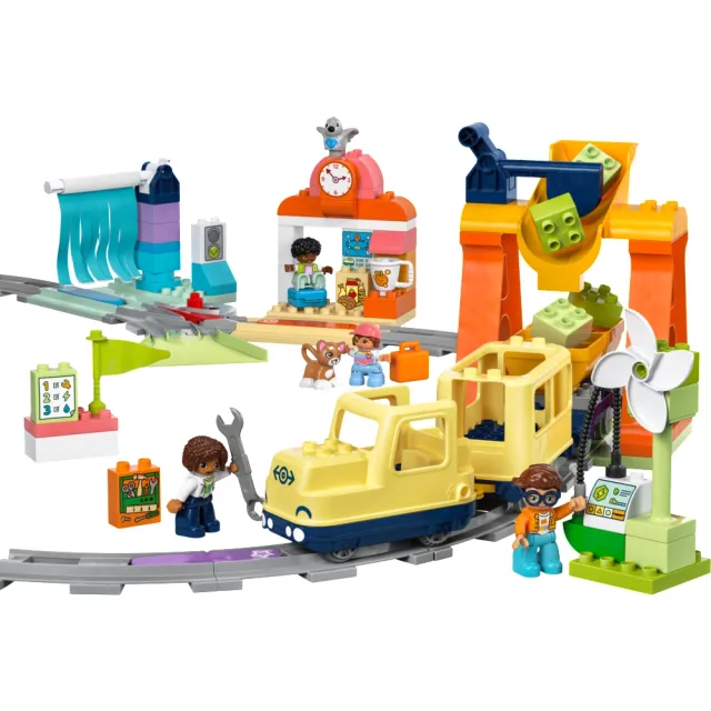 【LEGO 樂高】得寶系列 10428 大型互動式社區列車(火車玩具 幼兒積木 兒童玩具 學習積木 禮物)