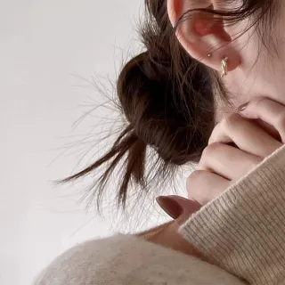 【KT DADA】925 純銀耳環 圈圈耳環 易扣式耳環 抗過敏耳環 易扣式耳環 女生禮物 女孩生日 