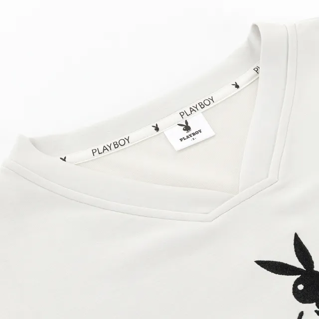 【PLAYBOY】空氣棉沙灰白刺繡洋裝(淺灰色)