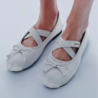 【MARITHE FRANCOIS GIRBAUD】官方旗艦 交叉束帶平底鞋 MFG(銀色)