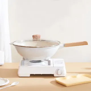 【NEOFLAM】Mitra系列34cm炒鍋+玻璃蓋(IH爐可用鍋/非鐵氟龍不沾塗層/FIKA.粉色兩色可選)