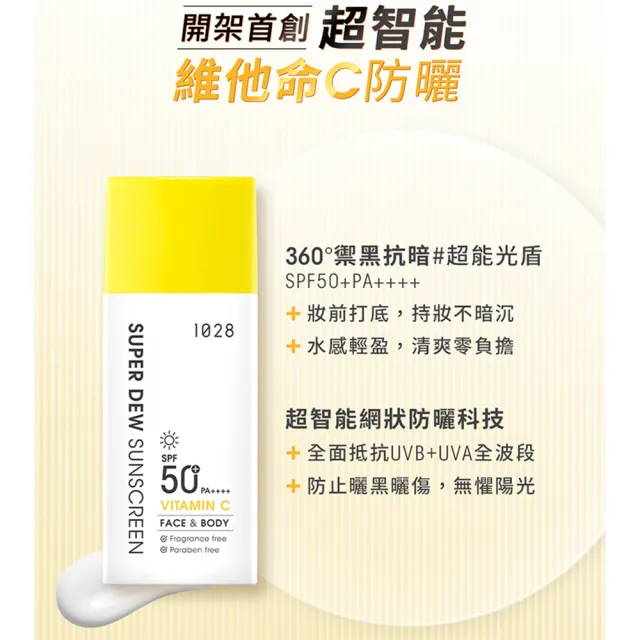 【1028】超能曬維他命C水感防曬乳SPF50+ PA++++