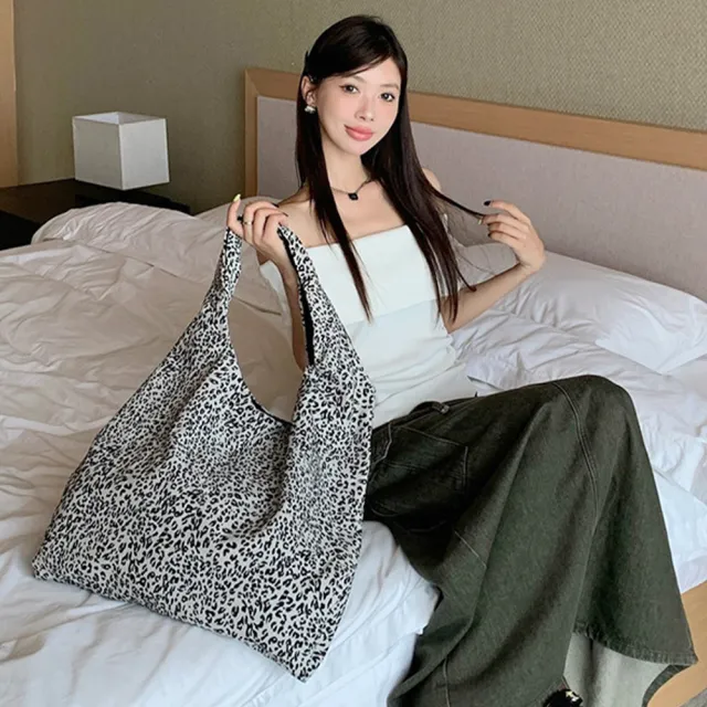 【LEESA】雙11 尼龍包包\腋下包\豹紋包包\購物袋\休閒大包\單肩大包\輕便包包\大容量手提包\托 