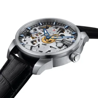 【TISSOT 天梭 官方授權】T-CLASSIC系列 鏤空手動上鍊 機械腕錶 母親節 禮物 推薦(T0704051641100)
