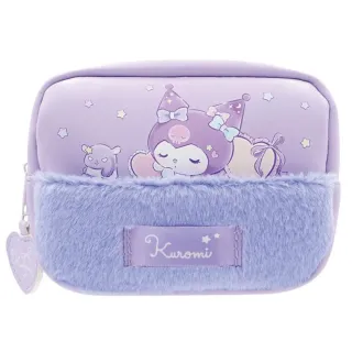 【小禮堂】雙11 Sanrio 三麗鷗 絨毛拼接化妝包 睡衣款 Kitty 大耳狗 酷洛米(平輸品)